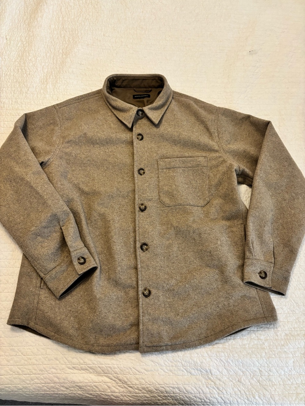 Banana Republic Men's Wool-Blend Shirt Jacket in Beige-Taupe